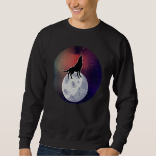Kosmischer Wolf Heulender Mond Weltraum Arktische Sweatshirt