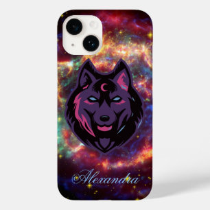 Kosmischer Wolf, Lila Grafik, Galaxie-Hintergrund Case-Mate iPhone 14 Hülle