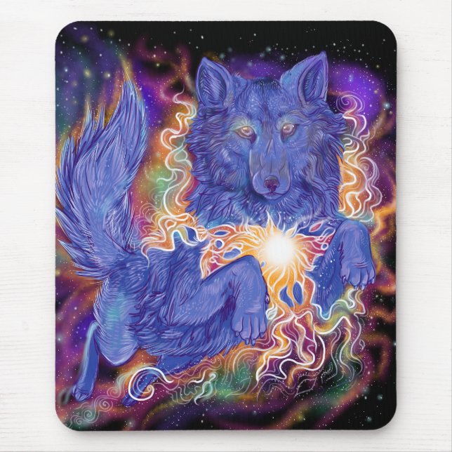 Kosmischer Wolf Mousepad (Vorne)