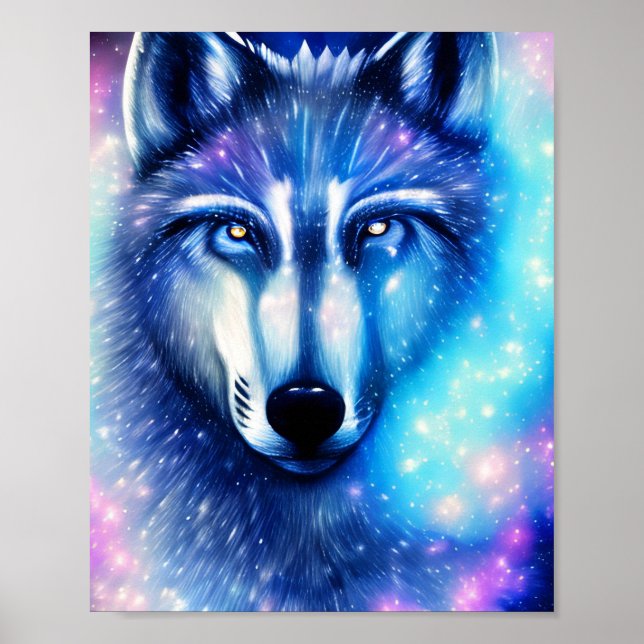 Kosmischer Wolf Poster (Vorne)