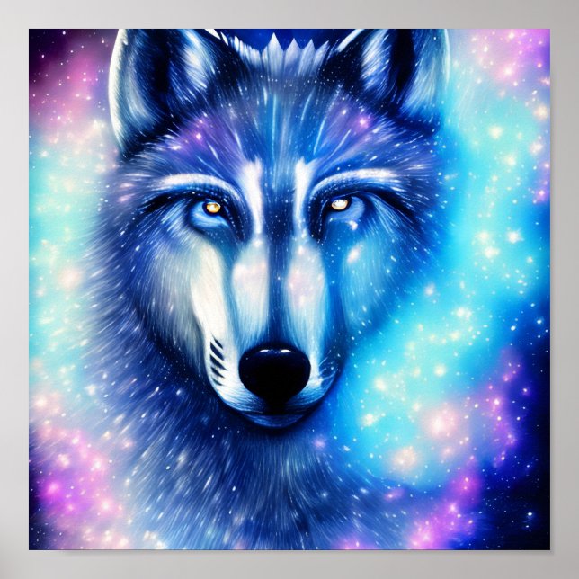 Kosmischer Wolf Poster (Vorne)