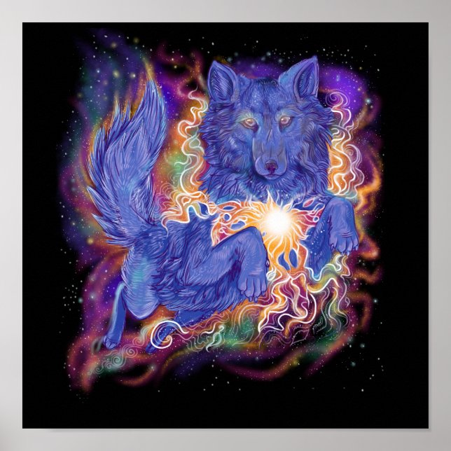 Kosmischer Wolf Poster (Vorne)