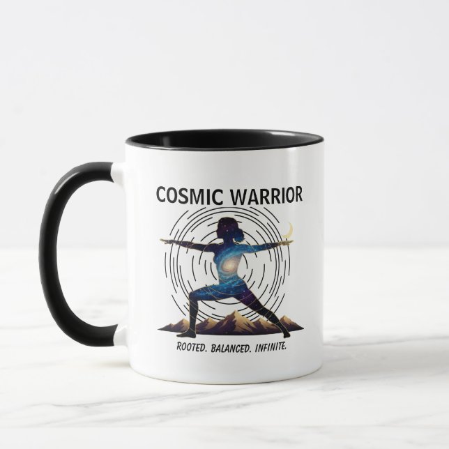 Kosmischer Yoga-Krieger | Galaxie-Körper-Pose Tasse (Links)
