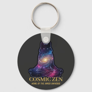 Kosmischer Zen-Wolf Meditierendes Galaxie-Spirit Schlüsselanhänger