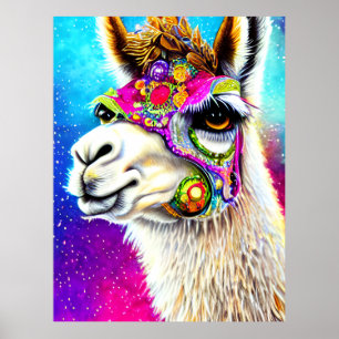 Kosmisches Alpaca Poster