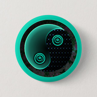 Kosmisches Aqua in Balance Yin Yang Button
