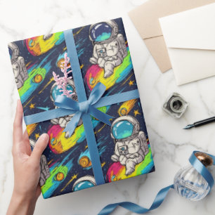 Kosmisches Astronauten-Meteor-Fahr-Muster Geschenkpapier