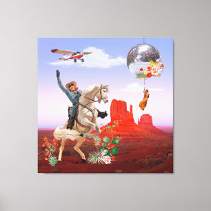 Kosmisches Cowboy-Disco-Canyons Pferd Surrealer Co Leinwanddruck
