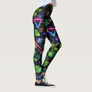Kosmisches Dschungel-Neon-Galaxie-Tropical Activew Leggings