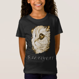Kosmisches Galaxie-Katze-Tinte-Illustration Neon T-Shirt