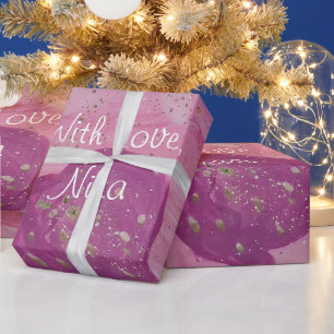 Kosmisches Galaxie Rosa Wasserfarben Geburtstag Geschenkpapier