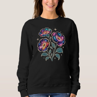 Kosmisches Galaxien-Blumen-Sweatshirt für Damen Sweatshirt