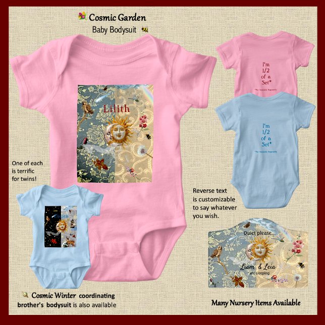  Kosmisches Garten-Babyshorts Baby Strampler (Sweet Brother & Sister 1-piece suits, sold separately, are fully customizable, on both front & back.)