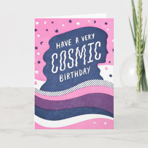 Kosmisches Geburtstags-Letterpress-Karte Karte
