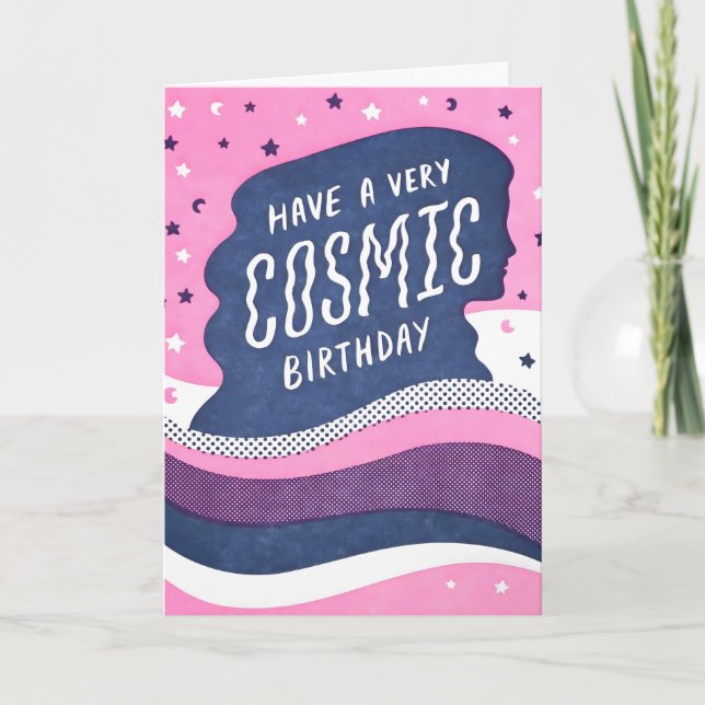 Kosmisches Geburtstags-Letterpress-Karte Karte (Vorderseite)