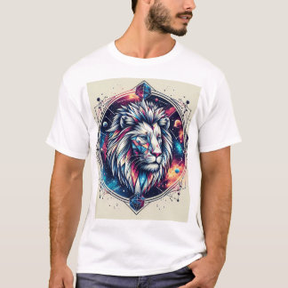 Kosmisches geometrisches Löwen-Emblem-T-Shirt T-Shirt