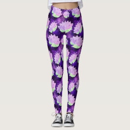 Kosmisches Glam Lila Lotus Blume Galaxie Print Yog Leggings