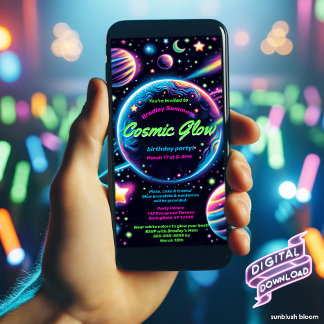 Kosmisches Glühen Geburtstagspartei Digitale Einla Save The Date