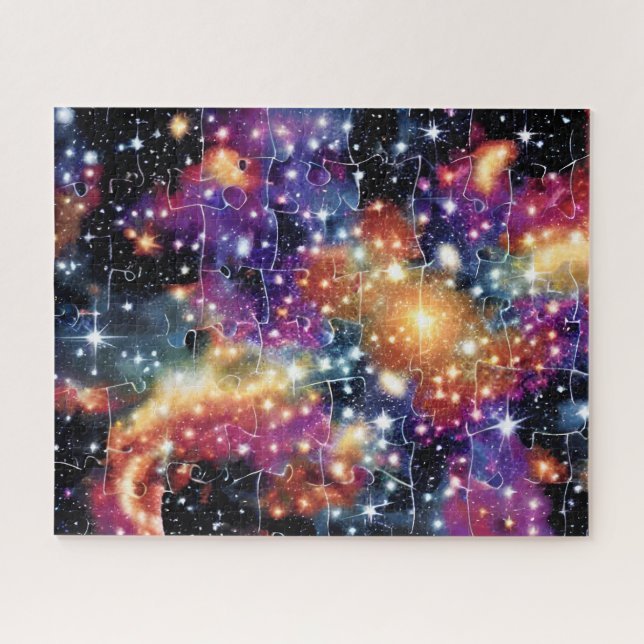 Kosmisches Gold und lila kniffliges phantastisches Puzzle (Horizontal)