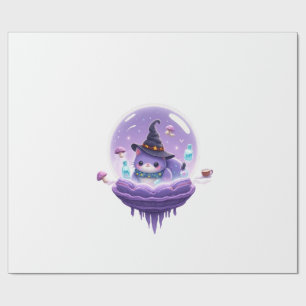 Kosmisches Hexenkatzen-Kristallkugel-Kawaii-Gesche Geschenkpapier