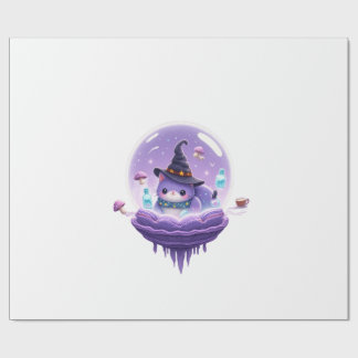 Kosmisches Hexenkatzen-Kristallkugel-Kawaii-Gesche Geschenkpapier