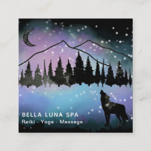*~* Kosmisches Howling Wolf Regenbogen - Berg Sham Quadratische Visitenkarte