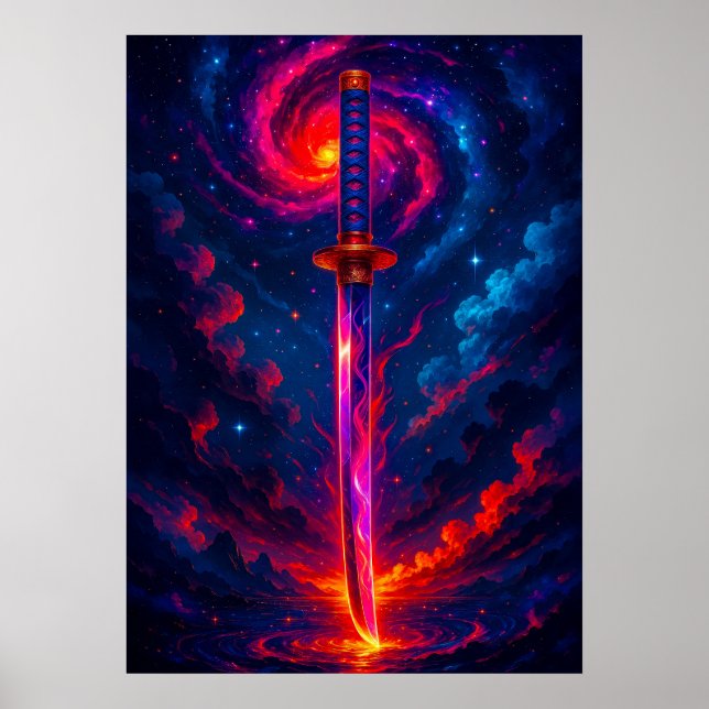 Kosmisches Katana-Schwert mit Galaxie-Energie-Fant Poster (Vorne)