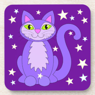 Kosmisches Kätzchen Süß Lächelnd Cartoon Kitty Lil Untersetzer