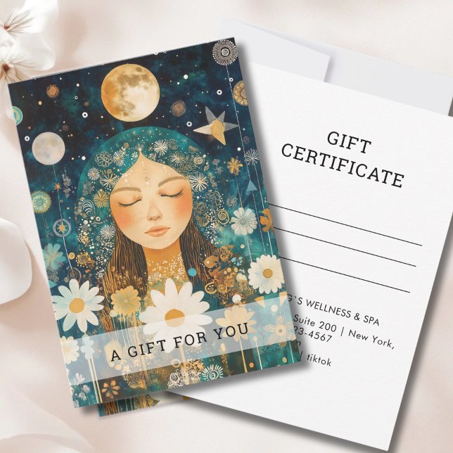 Kosmisches Mädchen Boho Mond Geschenkgutschein (Cosmic Girl Boho Moon Gift Certificate)