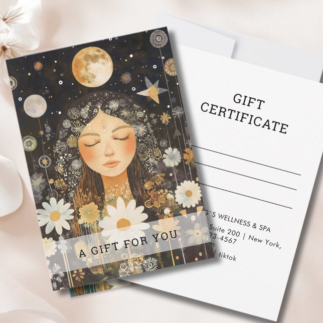 Kosmisches Mädchen Boho Mond Geschenkgutschein (Cosmic Girl Boho Moon Gift Certificate)