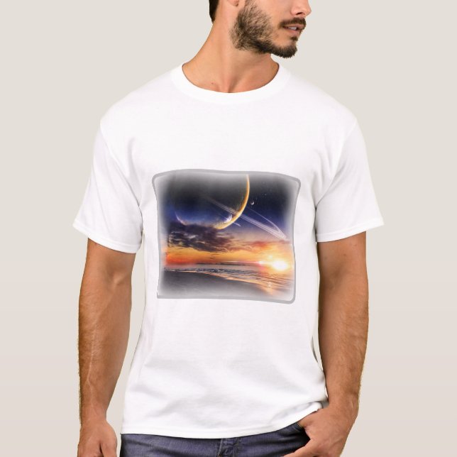 Kosmisches Planetenhorizont Basic T-Shirt (Vorderseite)