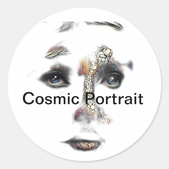 Kosmisches Portrait Runder Aufkleber (Vorderseite)