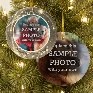 Kosmisches Stern-Gold-Doppel-Foto Keramik Ornament