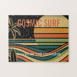 Kosmisches Surf Retro Wave • Vintage Sonnenunterga Puzzle