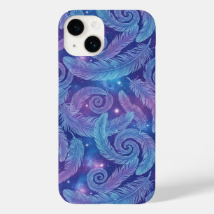 Kosmisches Türkis-Violett Feder-Swirbel-Muster Case-Mate iPhone 14 Hülle
