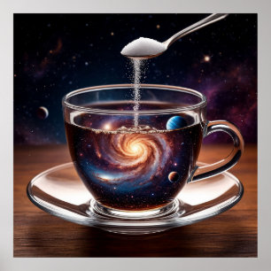 Kosmisches Universum in einer Tasse Kaffee Poster