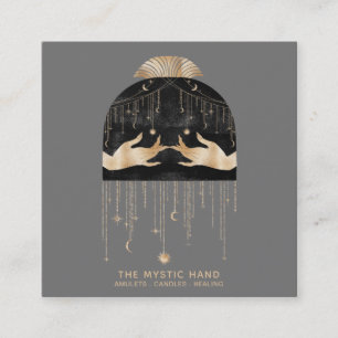 *~* Kosmisches Universum Mond Stars Mystische Händ Quadratische Visitenkarte
