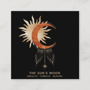 *~* Kosmisches Universum Moon Beams Sun Rays Stars Quadratische Visitenkarte