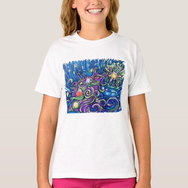 Kosmisches Weihnachtsbaum T-Shirt (Vorderseite)