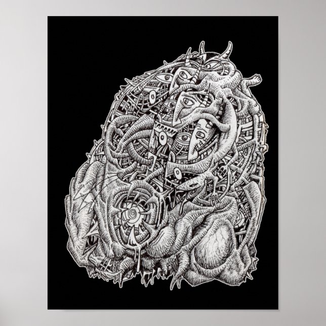 Kosmographischer Kopf, von Brian Benson, schwarz Poster (Vorne)