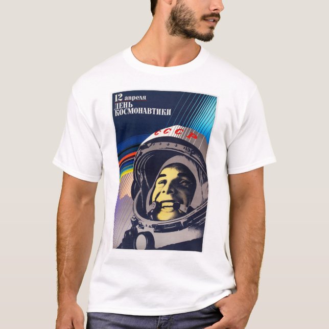 Kosmonaut Day YURI GAGARIN sowjetisches Raumfahrtp T-Shirt (Vorderseite)