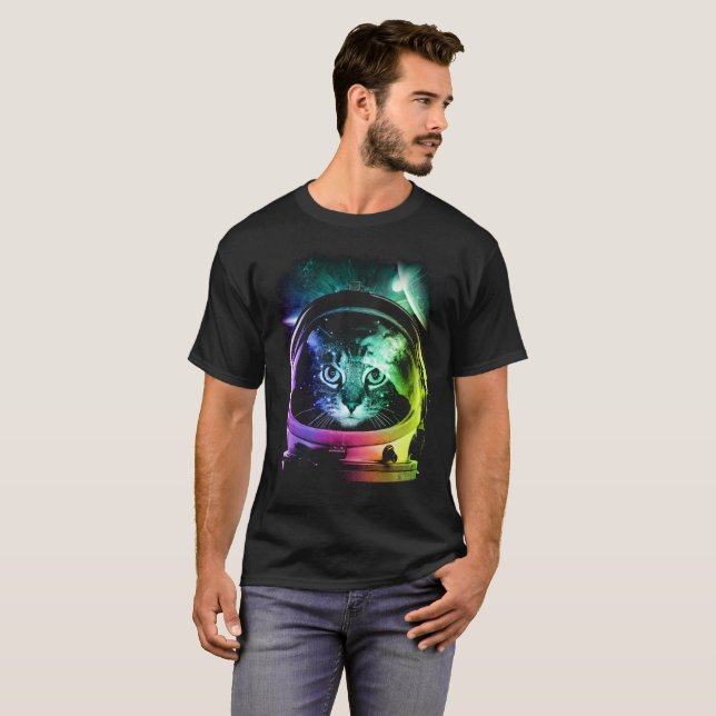 Kosmonaut-Katze T-Shirt (Vorne ganz)