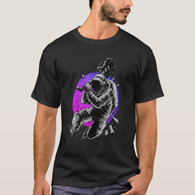 Kosmonauten Spacey Ästhetik Vaporwave Space Gitarr T-Shirt (Vorderseite)