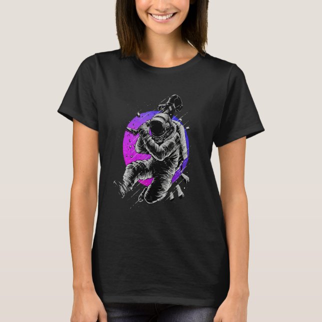 Kosmonauten Spacey Ästhetik Vaporwave Space Gitarr T-Shirt (Vorderseite)