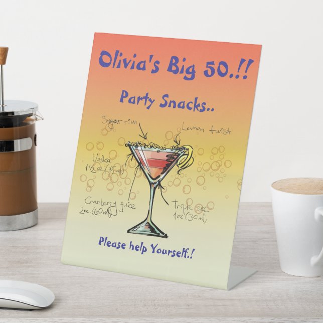 Kosmopolitische Geburtstagsparty Snacks Sockelschild (In SItu)