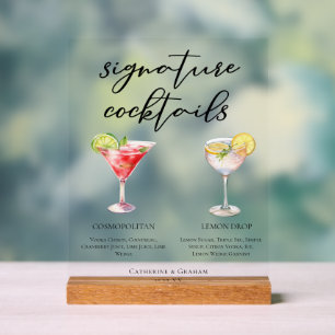 Kosmopolitische Lemon Drop Brautparty-Cocktails Acrylschild