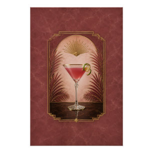 Kosmopolitisches Art Deco Plakat Bar Kunst Poster