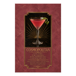Kosmopolitisches Rezeptposter   Bar-Kunst Poster