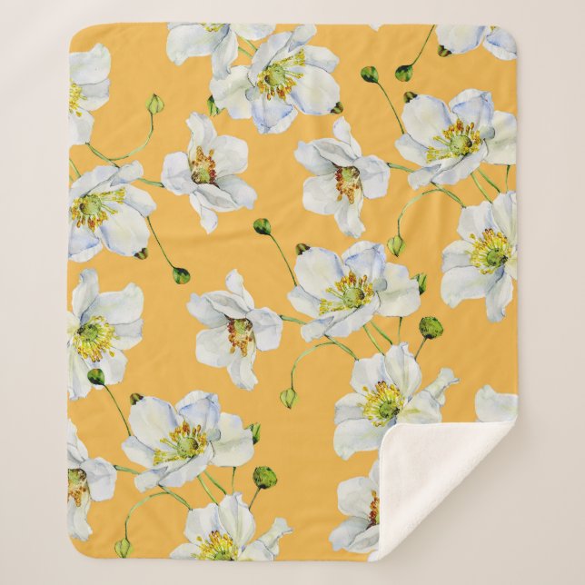 Kosmos, Aquarell, nahtlos, Blumenmuster. Sherpadecke (Vorderseite)