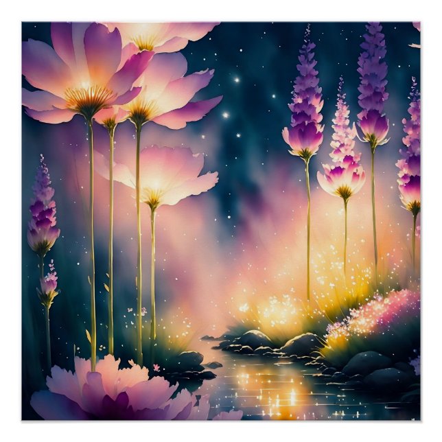 Kosmos blüht Kunstwerk Poster (Vorderseite)